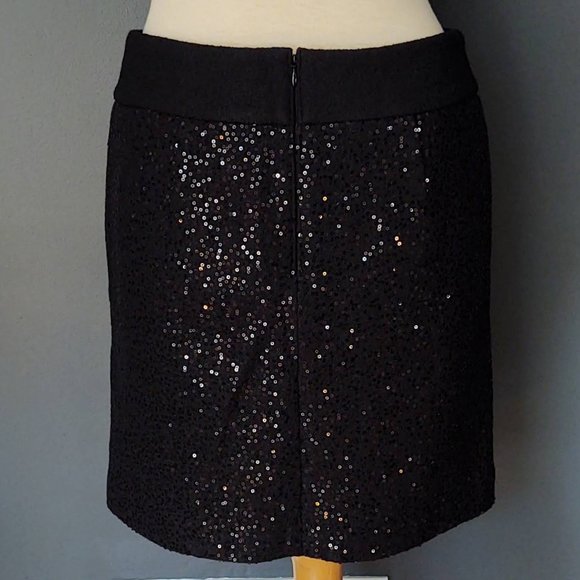 Rayon/wool blend sequined skirt with pockets - Picture 4 of 14
